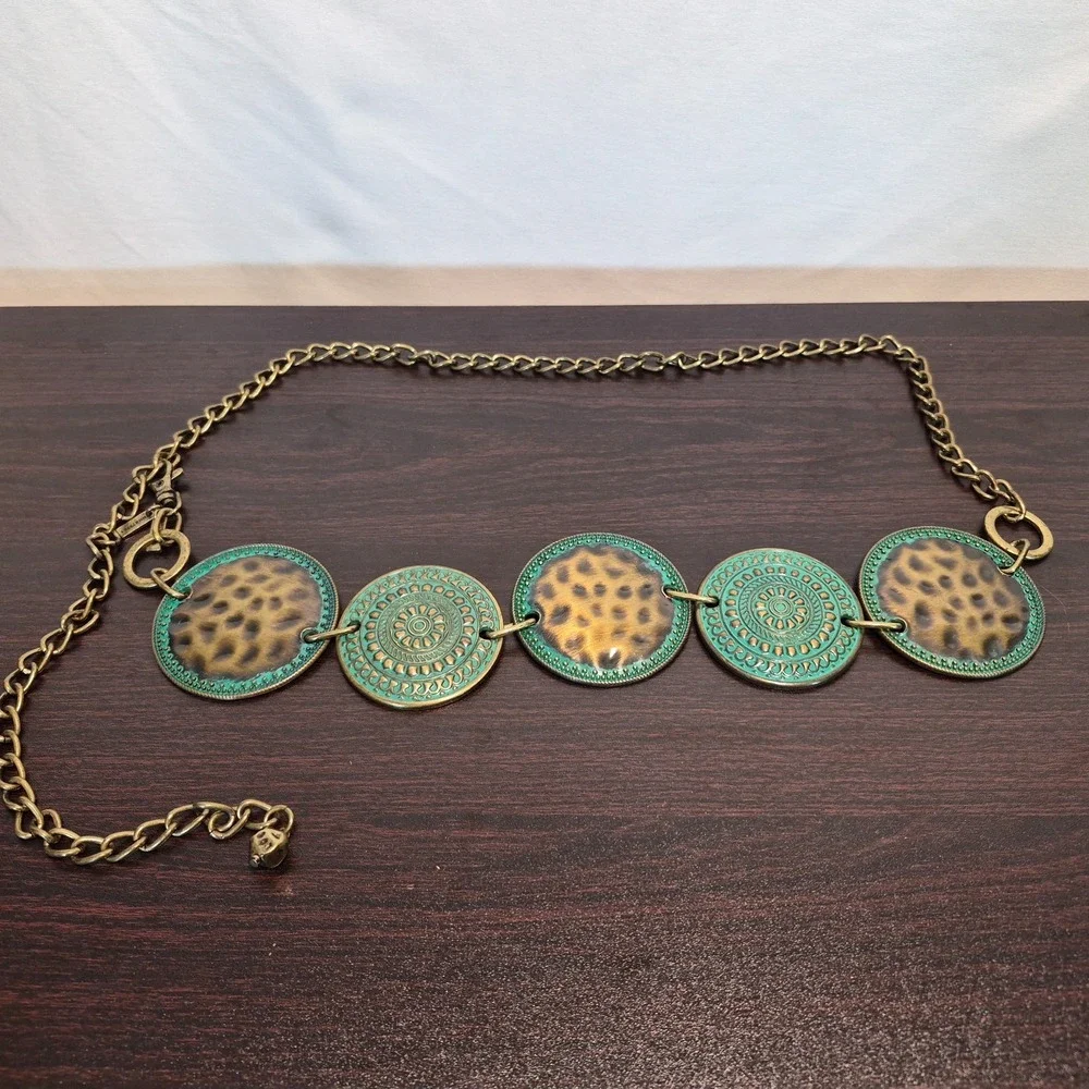 Chicos Womens ‎ Chain Medallion Belt Boho Western Cowgirl Festival Southwestern